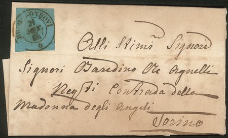 Antichi Stati Italiani - Sardegna - Lettera affrancata con 20 cent azzurro (5)