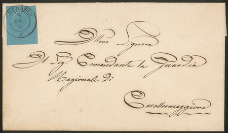 Antichi Stati Italiani - Sardegna - Lettera affrancata con 20 cent azzurro (5)