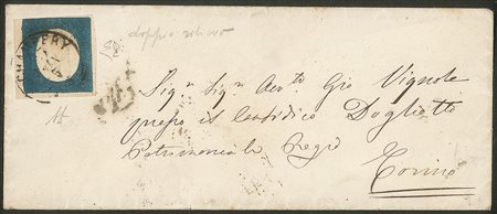 Antichi Stati Italiani   Sardegna   Lettera da Chambery 13 giugno 1855 a  rancata con 20 cent azzurro