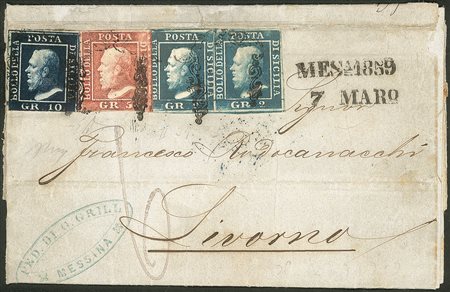 Antichi Stati Italiani - Sicilia - Lettera con affrancatura tricolore