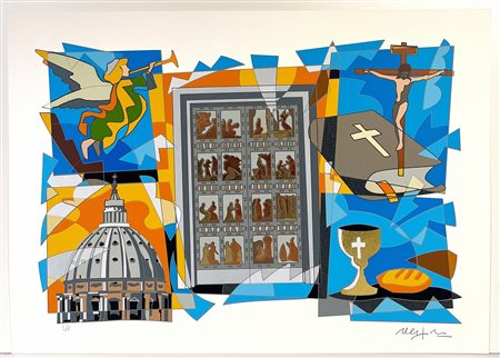 UGO NESPOLO, 50 X 70 cm, ”Giubileo” serigrafia su cartoncino