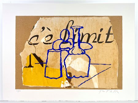 MIMMO ROTELLA, 60 X 80 cm, ”Morandiana” Tecnica: Serigrafia polimaterica su...