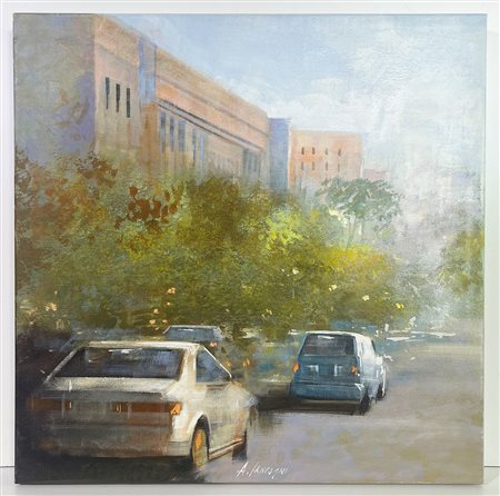 CANCOGNI AGOSTINO, 50 X 50 cm, olio su tela, autentica dell'artista su...