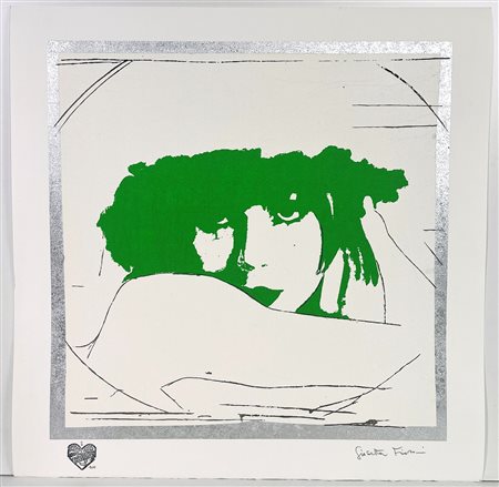 FIORONI GIOSETTA, 50 X 50 cm, ”Doppio Liberty" Verde Luminoso Serigrafia...