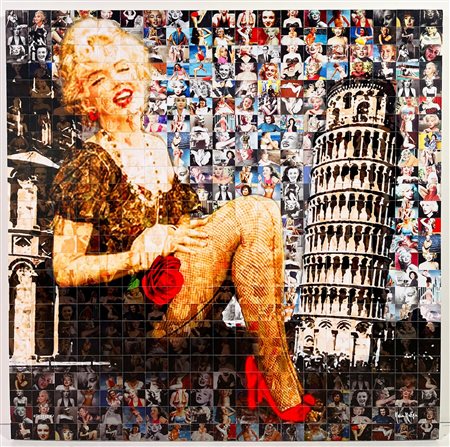 MARIA MURGIA, 50 X 50 cm, ”Marilyn a Pisa" fotomosaico digitale, anno 2018....