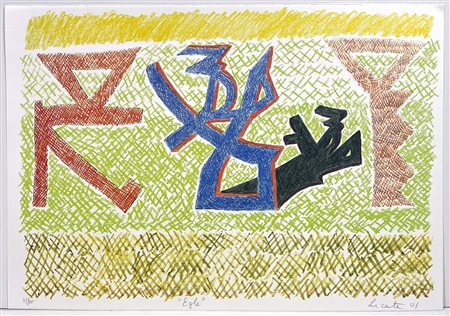 RICCARDO LICATA, 34 X 49 cm, ”Egle” litografia a colori cm 34x49 Firma e anno...