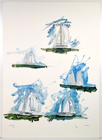 MARIO SCHIFANO, 50 X 70 cm, ”Senza Titolo" Serigrafia materica Numerata in...