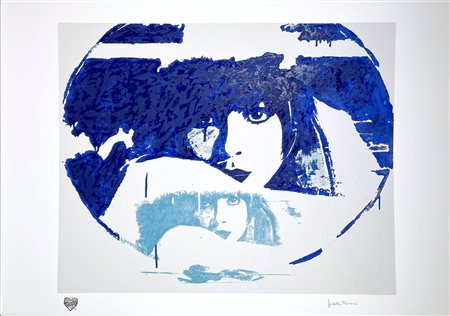 GIOSETTA FIORONI, 70 X 100 cm, “Doppio Liberty Blue” Serigrafia polimaterica...