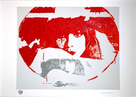 GIOSETTA FIORONI, 70 X 100 cm, “Doppio Liberty Red” Serigrafia polimaterica e...