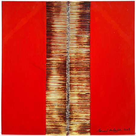 BERNARD AUBERTIN, 60 X 60 cm, Acrilico e fiammiferi bruciati su tavola Anno...