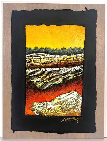 MARIO PASCHETTA, 25 X 35 cm, Tecnica mista su carta applicata su tavoletta cm...