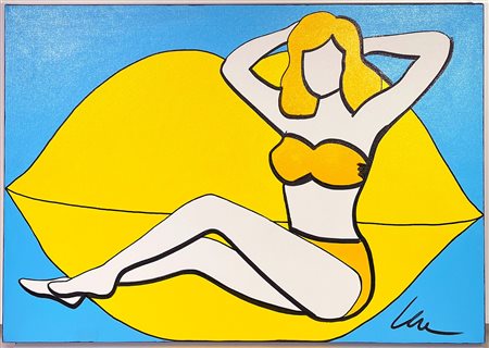 MARCO LODOLA, 70 X 100 cm, Smalti su tela, autentica dell'artista su fotografia