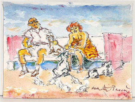 WALTER PIACESI, 18 X 24 cm, ”Estate” china e acquarello su carta, anno 2021,...