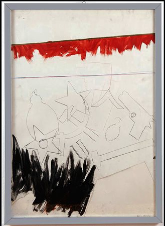 FRANCO ANGELI, 105 x 75,5 cm, Tecnica mista su carta, anno 1966, Archivio...