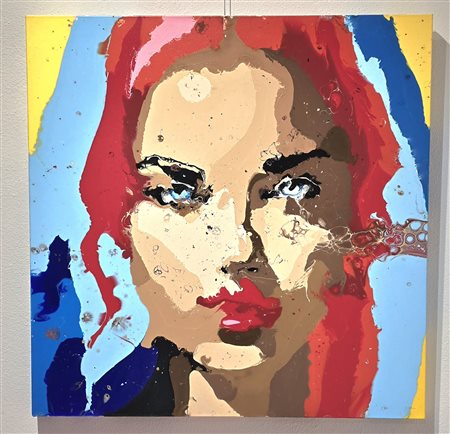 IVAN LORENZO FREZZINI, 80 x 80 cm, olio su tela, Titolo Diffusione volto di...