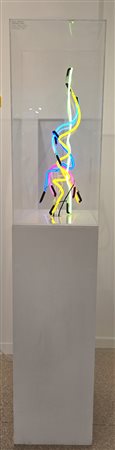 FRANCO GERVASIO, 1952, glass argon plexi electric materials, cm 35 x 75 x 35:...