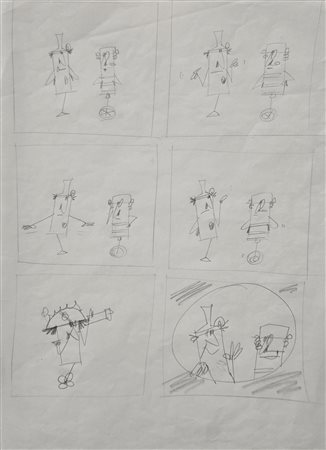 LODOLO FILM, ( PER PINO PASCALI), lotto di due matite e pastelli su carta...