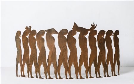 GIUSEPPE GALLO, 60 X 127 cm, Acciaio corten, titolo “ I giocolieri...