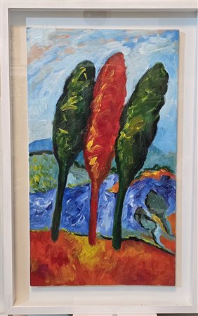 MIMMO GERMANA’, 40 x 70 cm, olio su tela del 1984, Firma e anno al retro,...