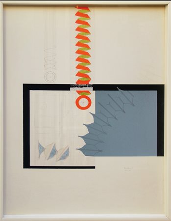 AGOSTINO BONALUMI, 102 X 73 cm, tecnica mista su cartoncino del 1971, Titolo...
