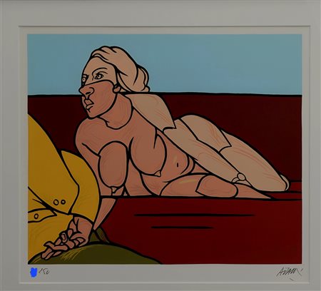 VALERIO ADAMI, 60 X 53 cm, Serigrafia a colori, esemplare 24 di 250, Firma in...