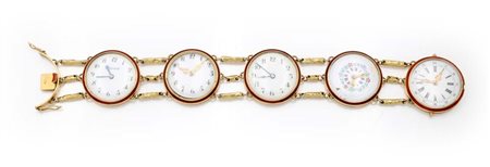 Raro bracciale in oro, smalti e 5 monachine Oro giallo 750/000. Peso...