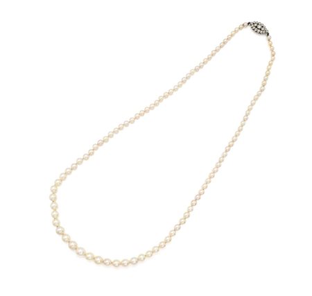 Collana in oro, brillanti e perle Oro bianco 750/000. Perle diametro da mm. 5...
