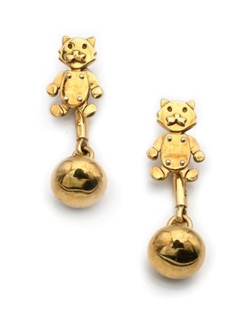 Pomellato, gemelli gattino in oro Oro giallo 750/000. Peso complessivo gr. 9...