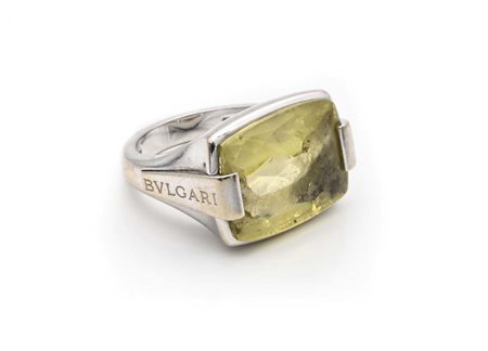 Bulgari, collezione Allegra, anello in oro e quarzo citrino Oro bianco...