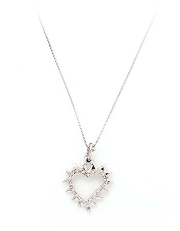 Pendente a cuore in oro e brillanti Oro bianco 750/000. Peso complessivo gr....