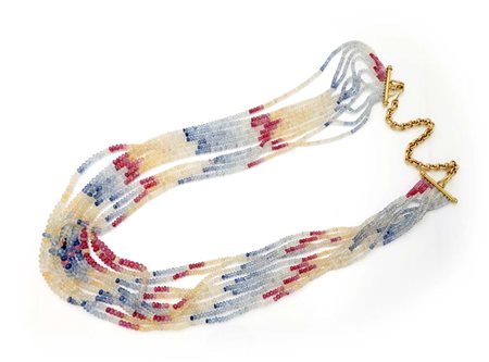 Collana in oro e zaffiri multicolor Oro giallo 750/000. Zaffiri in taglio...