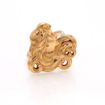 Anello liberty in oro e diamanti Oro rosa 750/000. Peso complessivo gr. 7,30...