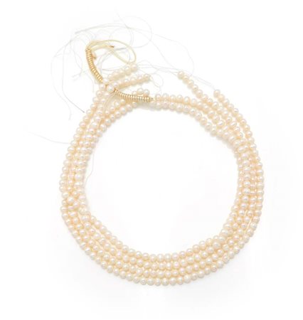 Gruppo di 4 fili di perle Perle scaramazze da coltivazione d'acqua dolce, mm. 4