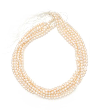 Gruppo di 6 fili di perle Perle scaramazze da coltivazione d'acqua dolce, mm. 4.