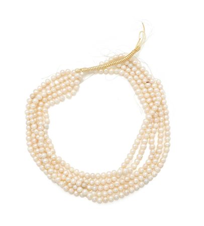 Gruppo di 5 fili di perle Coltivazione d'acqua dolce, mm. 7