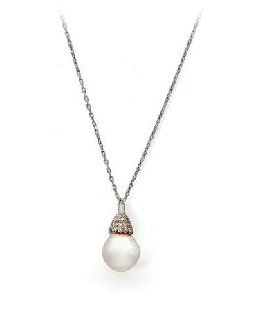 Pendente in oro e perla con catena in oro UNOAERRE Oro bianco 750/000. Perla...