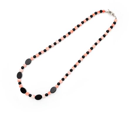 Collana in corallo e onice Lunghezza cm 52