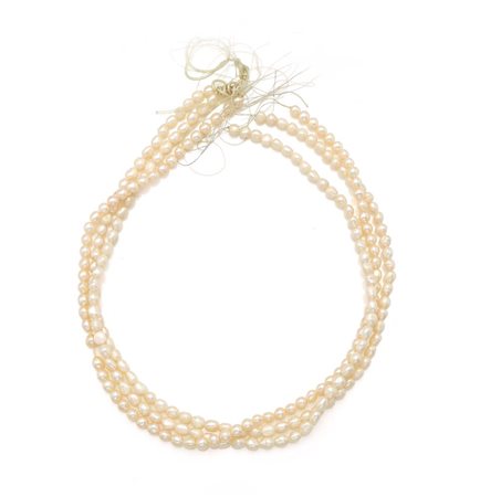 Gruppo di 3 fili di perle Perle da coltivazione d'acqua dolce mm. 4,5.