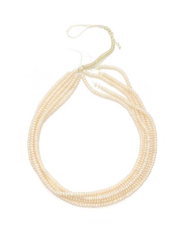 Gruppo di 5 fili di perle a cipollina Perle da coltivazione d'acqua dolce mm. 4