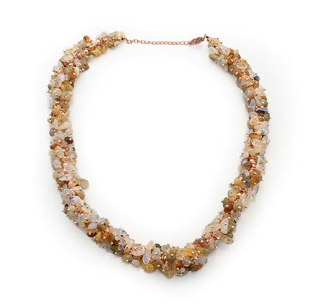 Collana in opali e argento rosato Argento 925/000. Lunghezza cm 43