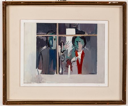 Mario Cornali (Bergamo 1915 - Bergamo 2011)  - Figure alla finestra, 1968