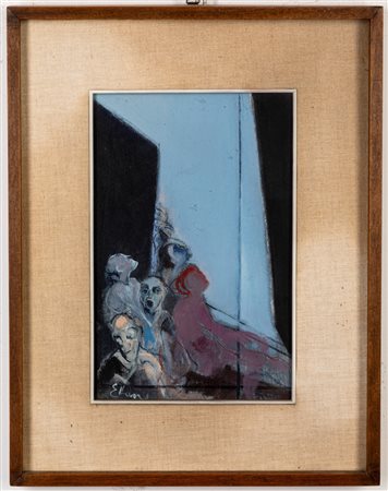 Omero Ettorre (Giulianova 1923 - Reggio Emilia 2002)  - Bozzetto per gente alla finestra, 1964