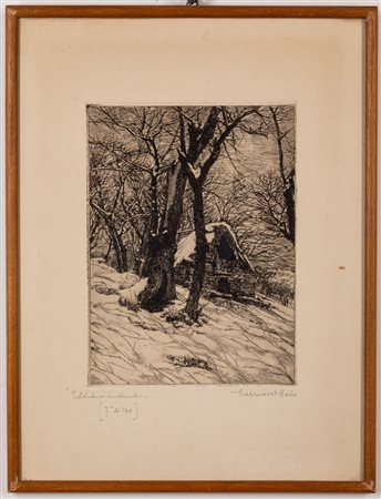 Carlo Casanova (Crema 1871 - Quarna Sotto 1950)  - Solitudine invernale,  