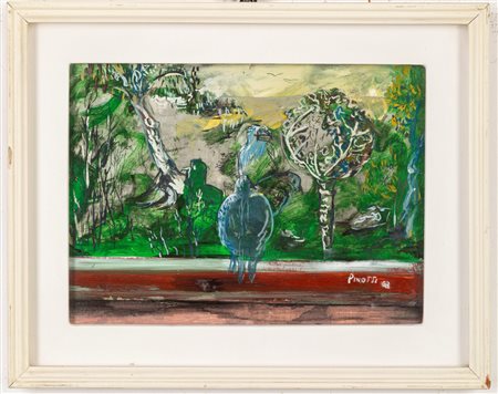 Danilo Pinotti ( )  - Paesaggio con verse e uccelli, 1968