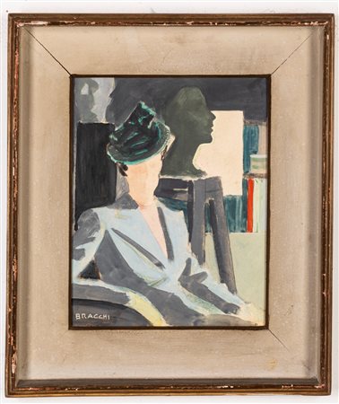 Luigi Bracchi (Sondrio 1892 - Milano 1978)  - Bozzetto del ritratto di mia moglie,  