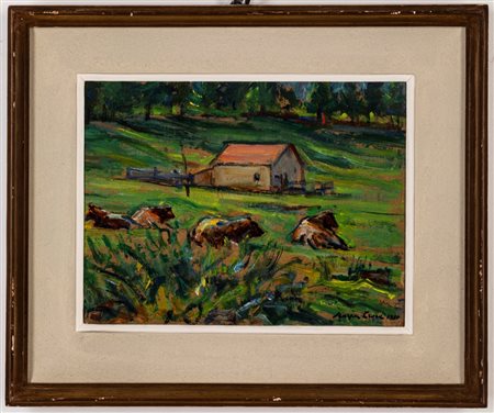 Luigi Scarpa Croce (Venezia 1901 - Venezia 1967)  - Pascolo a Carbonin (Dobbiaco), 1950