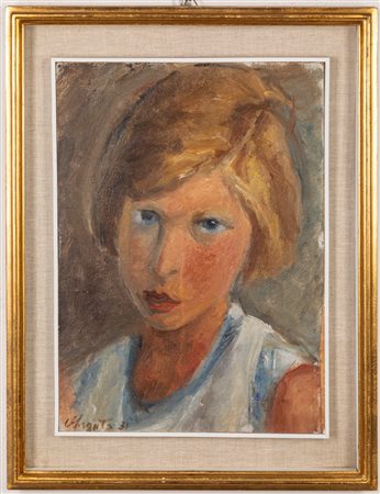 Oscar Sorgato (Modena 1902 - Milano 1941)  - Ritratto di fanciulla, 1931