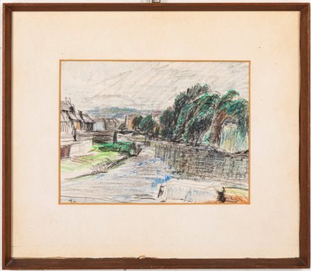 Giuseppe Flangini (Verona 1898 - 1961)  - Alberi a Chatelet,  