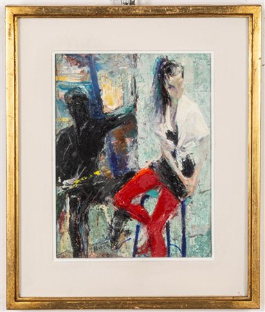 Michele Baretta (Vigone 1916 - 1987)  - Pittore e modella, 1968