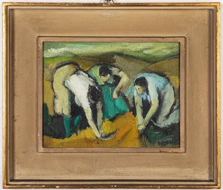 Guido Tavagnacco (Moimacco 1920 - Udine 1990)  - Mietitrici,  